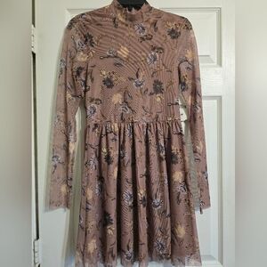 Altar'd State Floral Mini Dress - Dusty Mauve